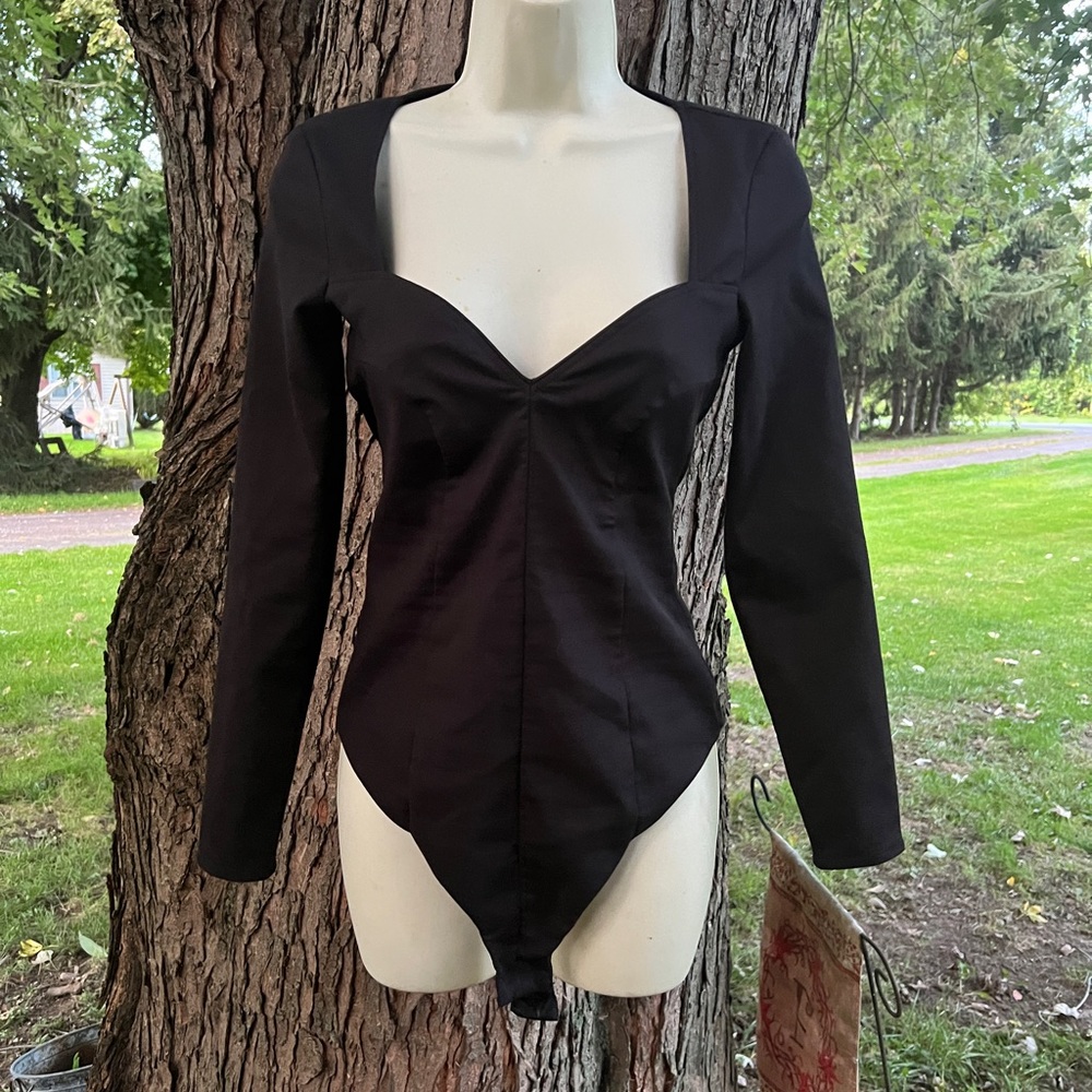 Zara Black Long-Sleeve Sculpted Bodysuit